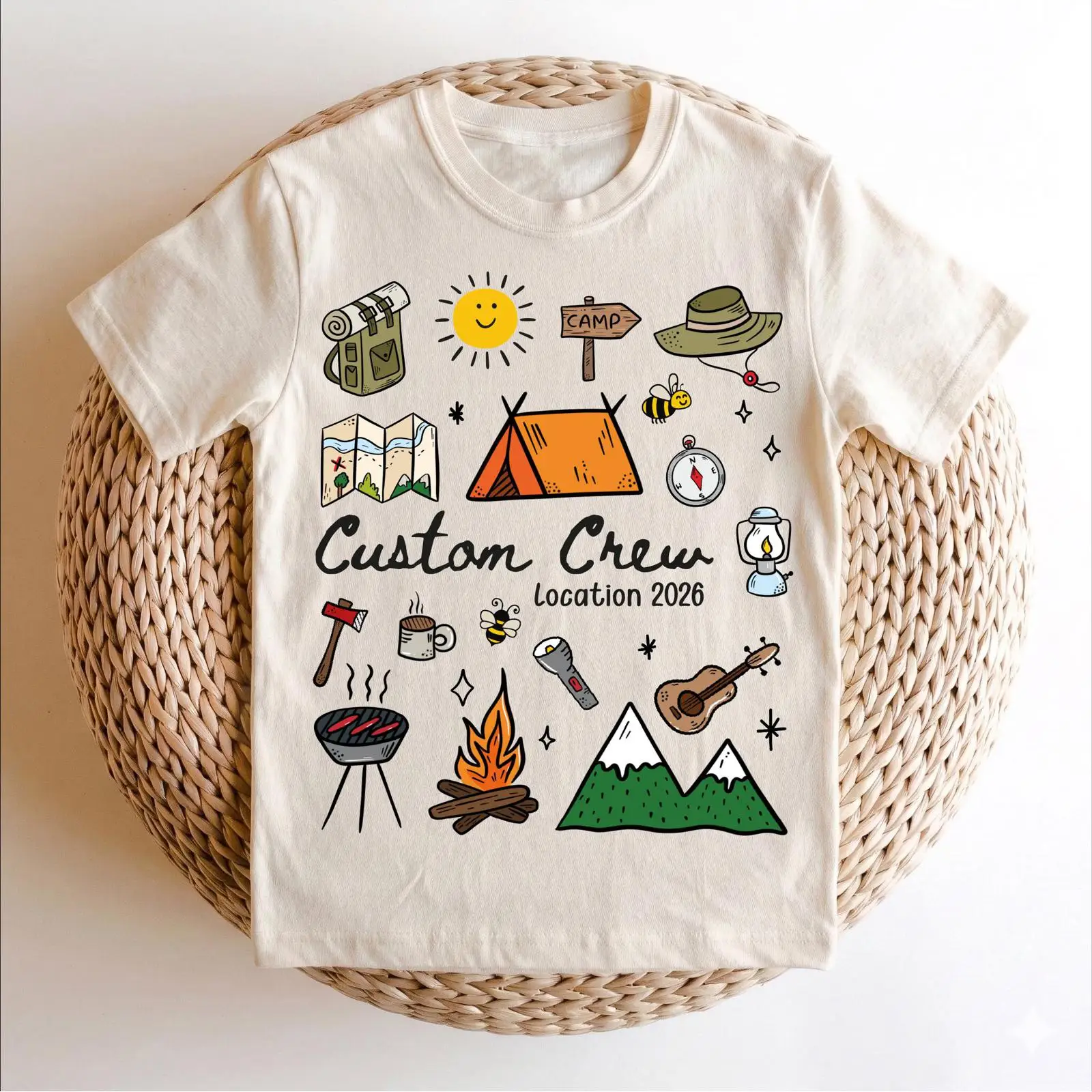 Outdoor Adventure Group - Camiseta Personalizada para Equipe de Camping