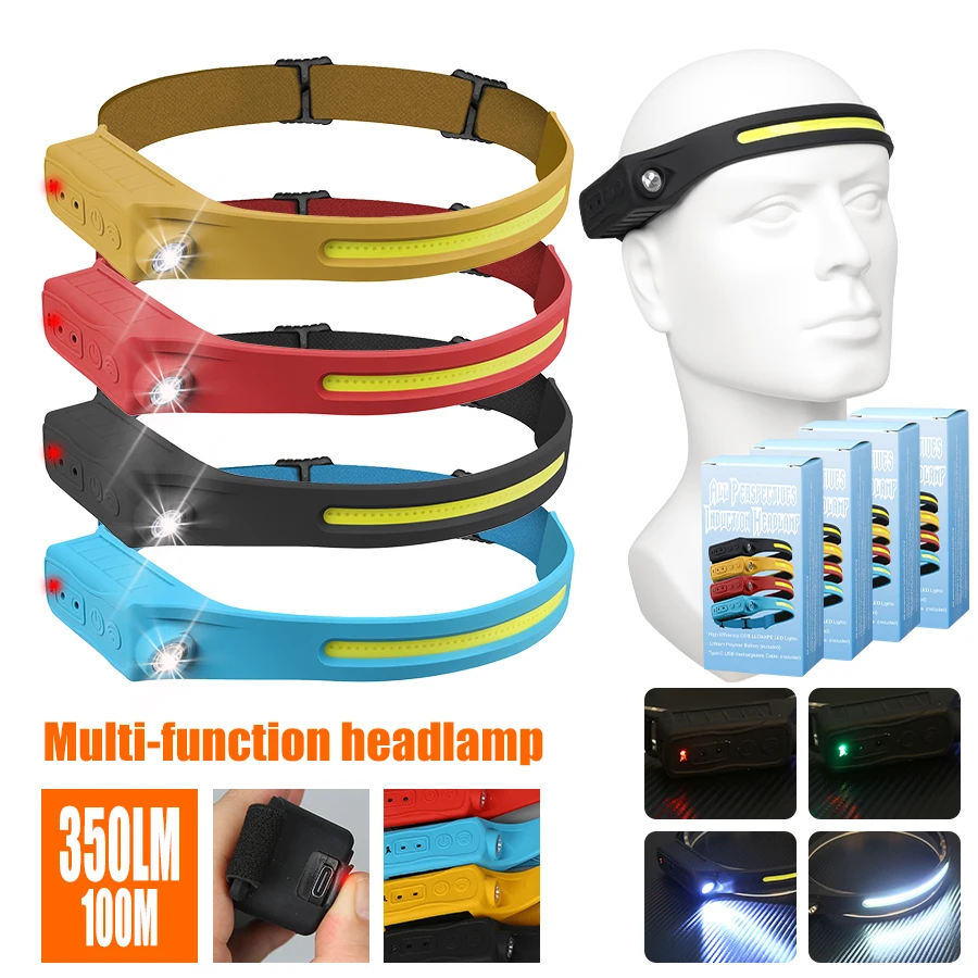 Headlamp Waterproof Rechargeable - Farol recarregável 350 lúmen sensor de