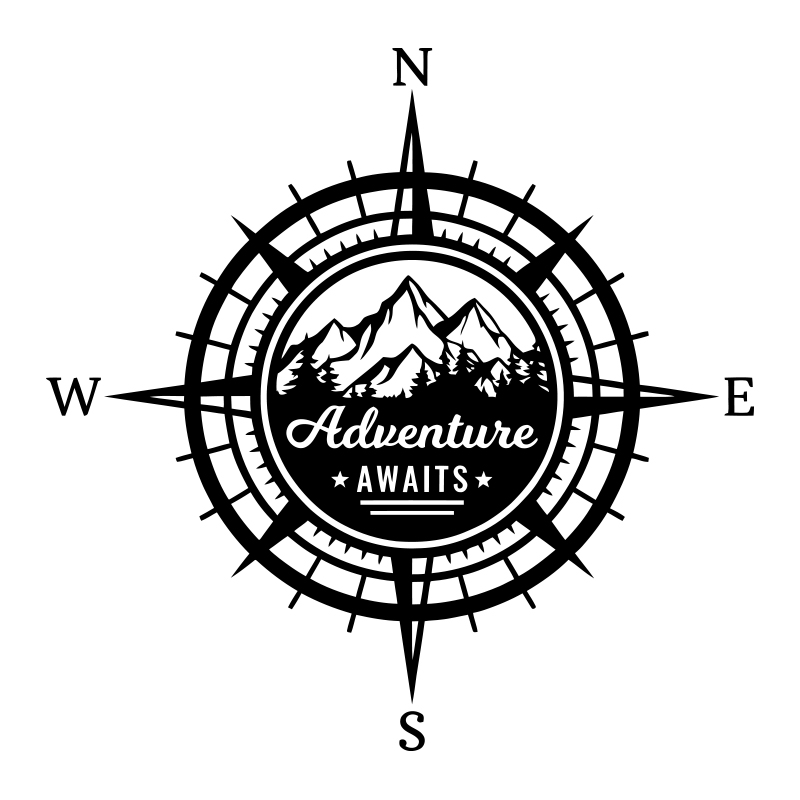 Outdoor Adventure Words - Aventura aguarda: Adesivos de bússola para